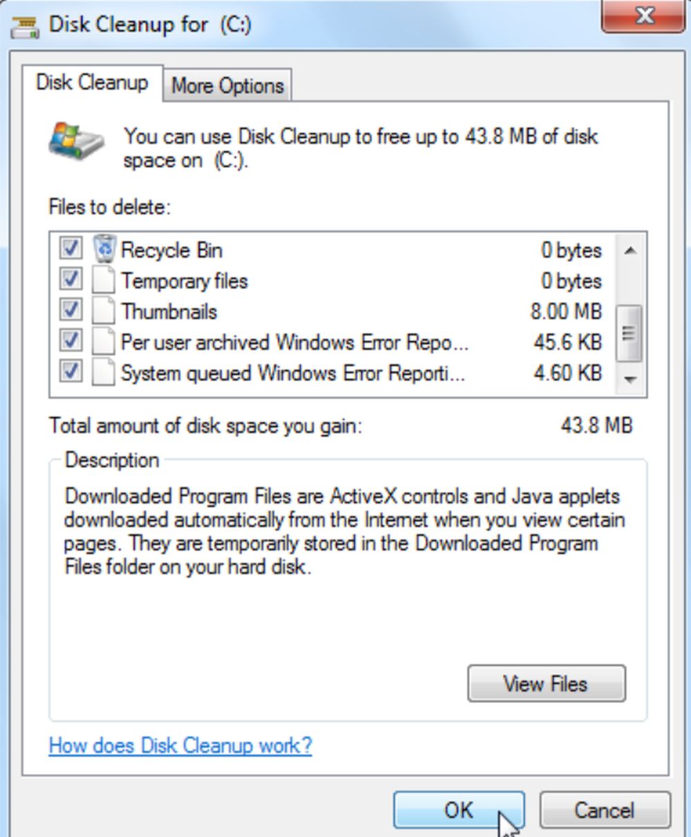 Remove Apple Software with Disk Cleanup tool