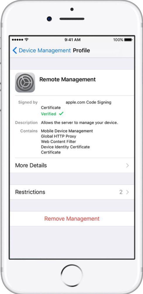How to Remove iPhone Configuration profile restrictions